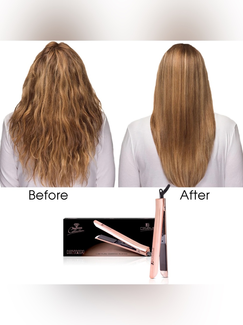 Rose Gold Royale Genius Heating Element 1.25” Hair Straightener Flat Iron - Picture 4 of 9